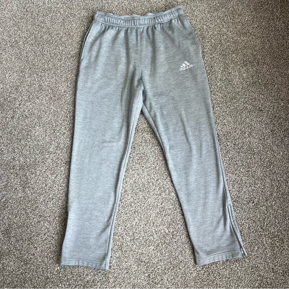 Adidas Grey Straight Leg Side Zipper Sweatpants, Size Medium